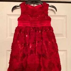 Little Girls Party Dress, Red, size 4.